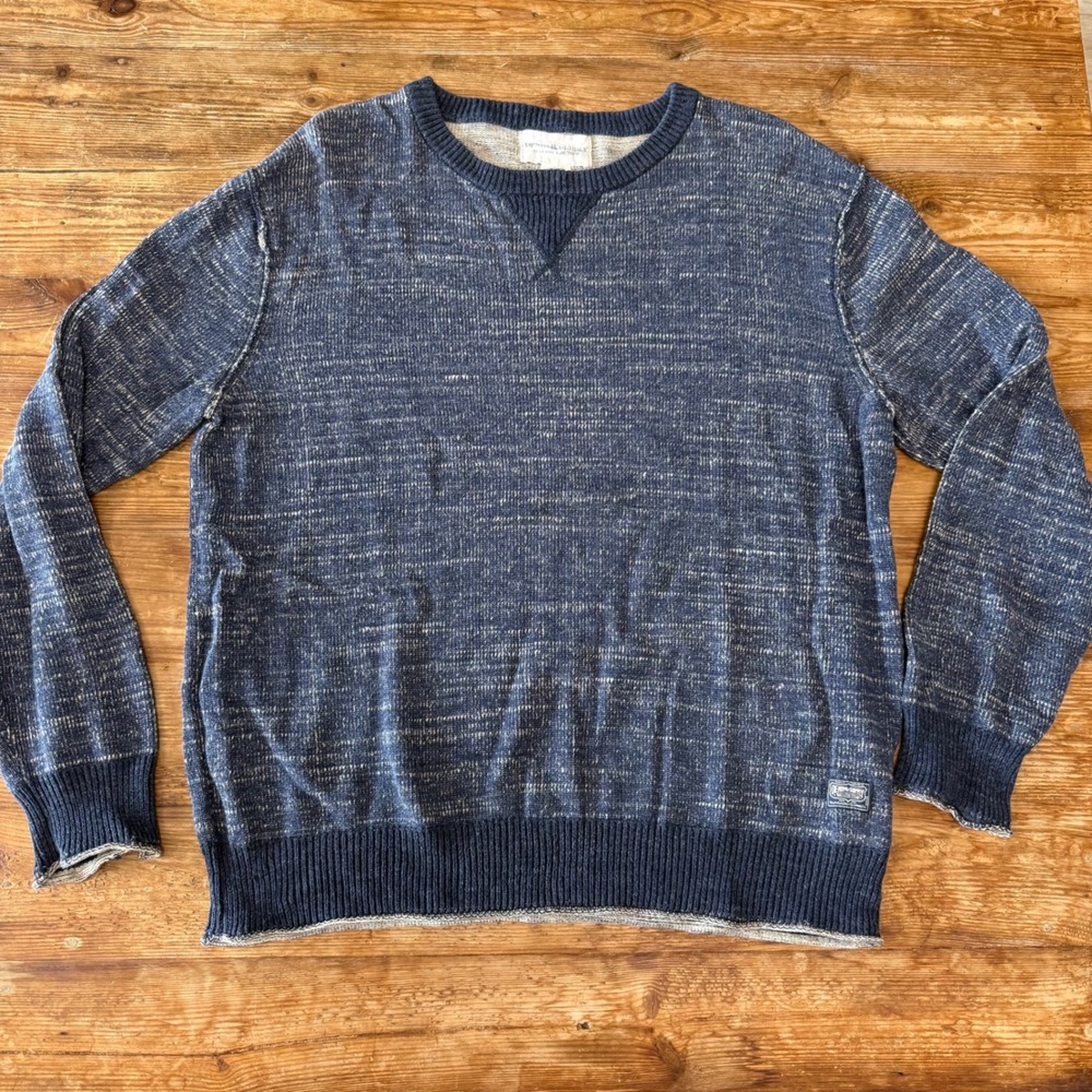 Denim & Supply Ralph Lauren Blue Marled Cotton Crewneck Sweater Men's Large EUC